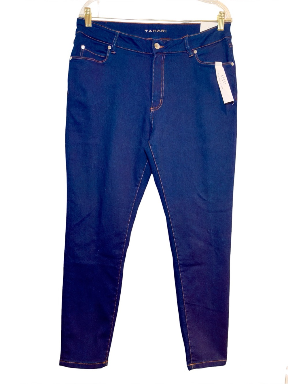 NEW! Tahari Jeans Kelly 33 16W Mid Rise Skinny Stretch Dark Wash Plus Size Denim